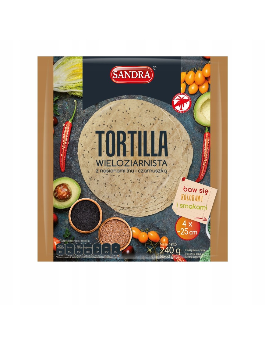 SANDRA Tortilla pszenno-żytnia wieloziarnista 4szt