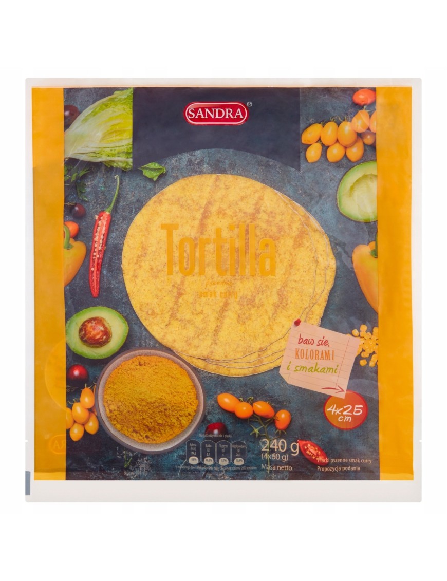 Sandra Tortilla pszenna smak curry 240 g (4 x 60g)