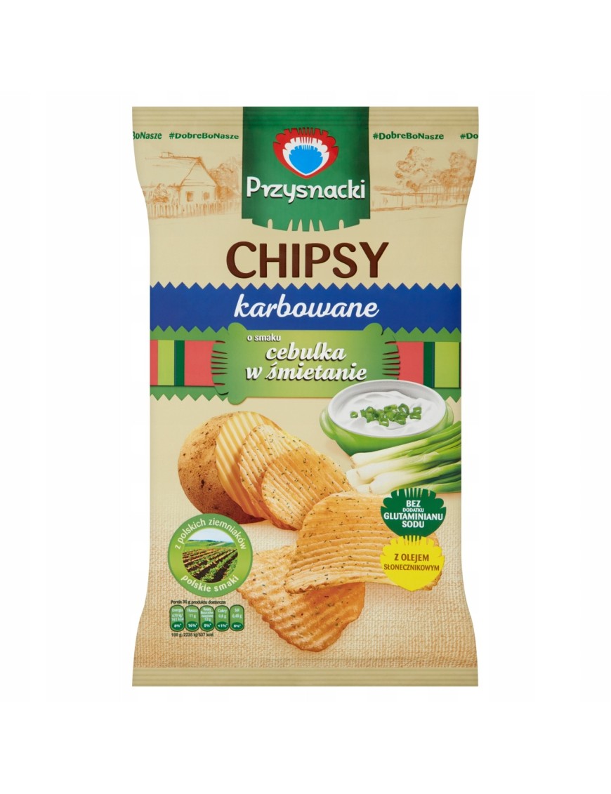 Chipsy karbowane o smaku cebulka w śmietanie 135 g