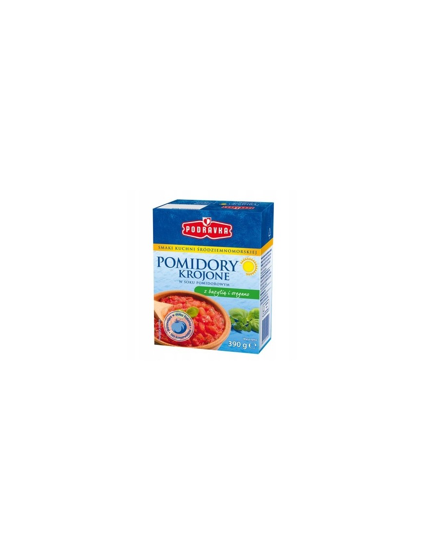 Podravka Pomidory krojone z bazylią i oregano 390g