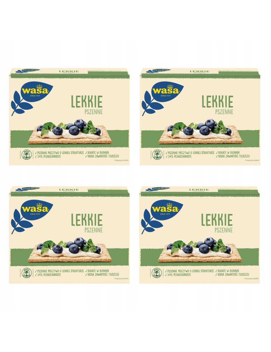 4x Wasa Lekkie pszenne Pieczywo 140g