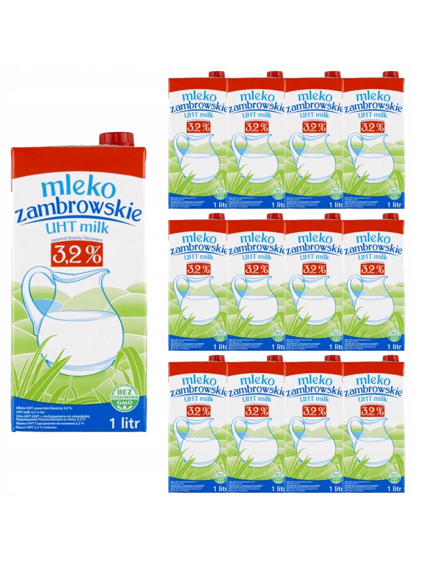 12x Mleko zambrowskie UHT 3,2 % 1 l
