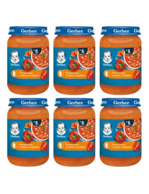 6 x Gerber Zupka pomidorowa z ryżem i indykiem dla dzieci po 8 miesiącu 190g
