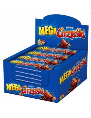 32x Grześki Mega Wafel przekładany kremem kakaowym w czekoladzie 48 g