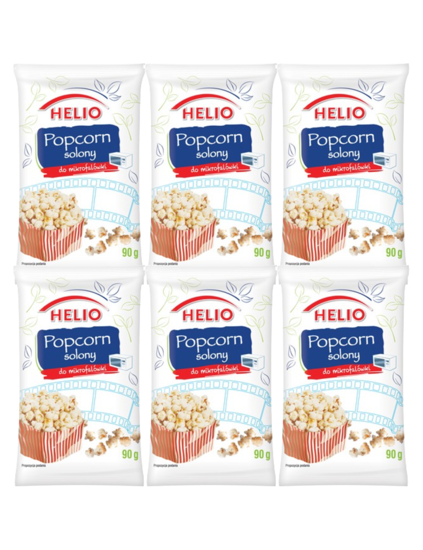 6 x Helio Popcorn solony do mikrofalówki 90 g