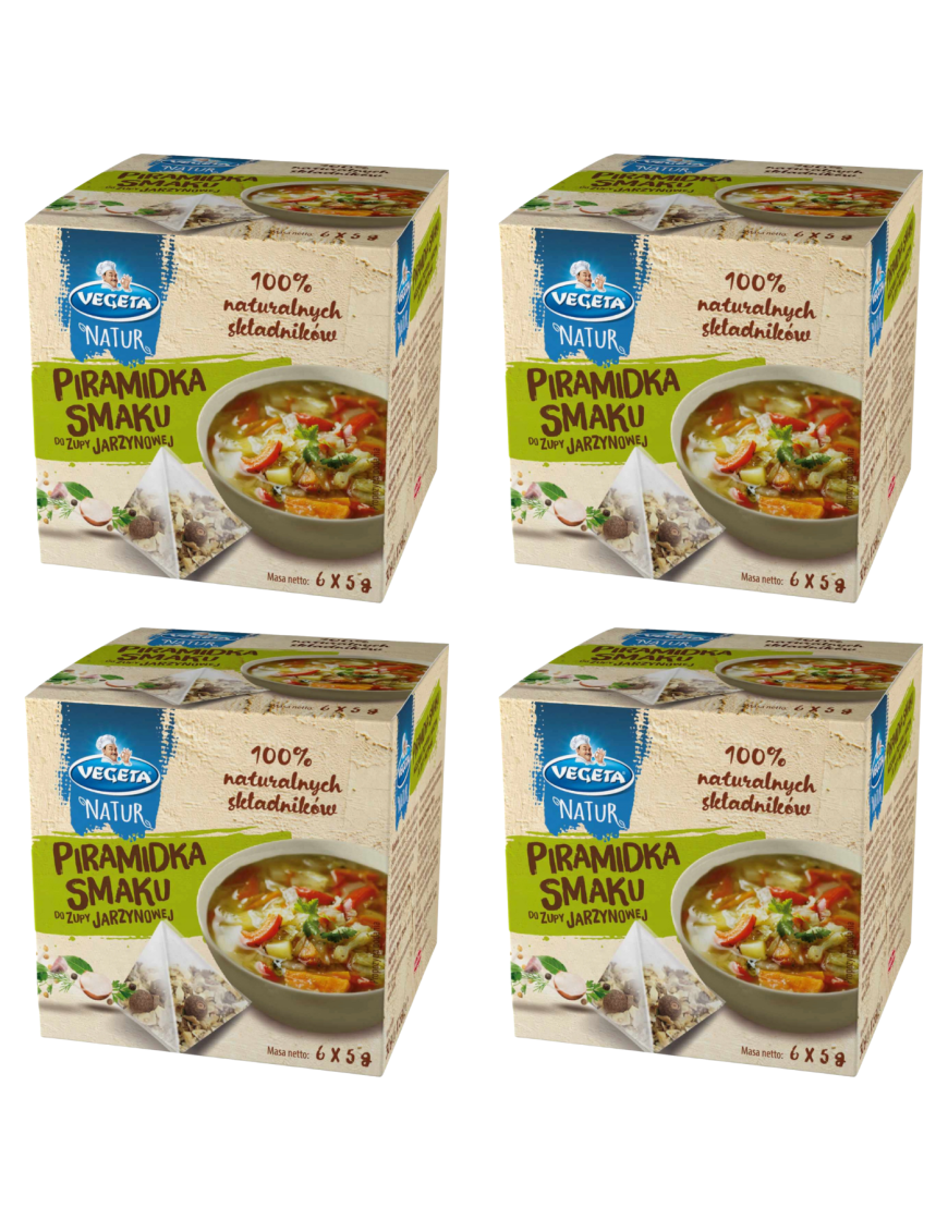 4 x Vegeta Natur Piramidka smaku do zupy jarzynowej 30 g (6 x 5 g)