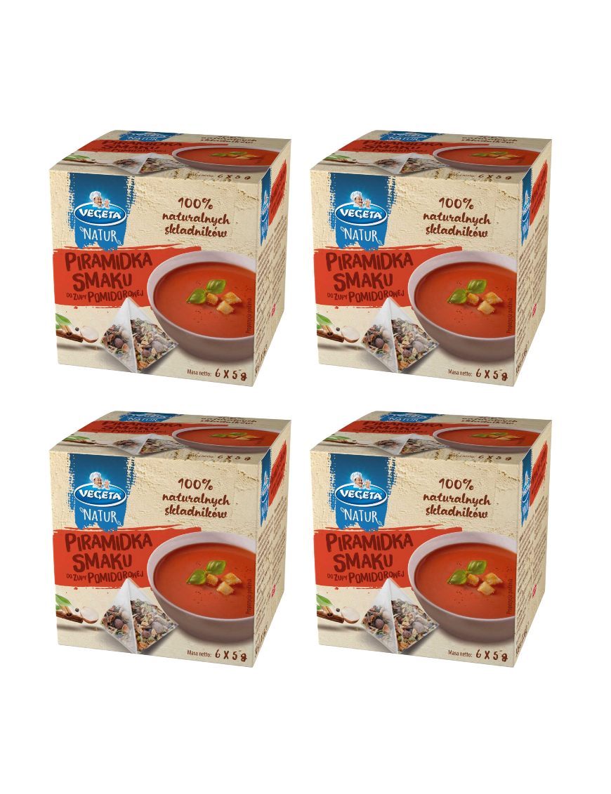 4 x Vegeta Natur Piramidka smaku do zupy pomidorowej 30 g (6 x 5 g)