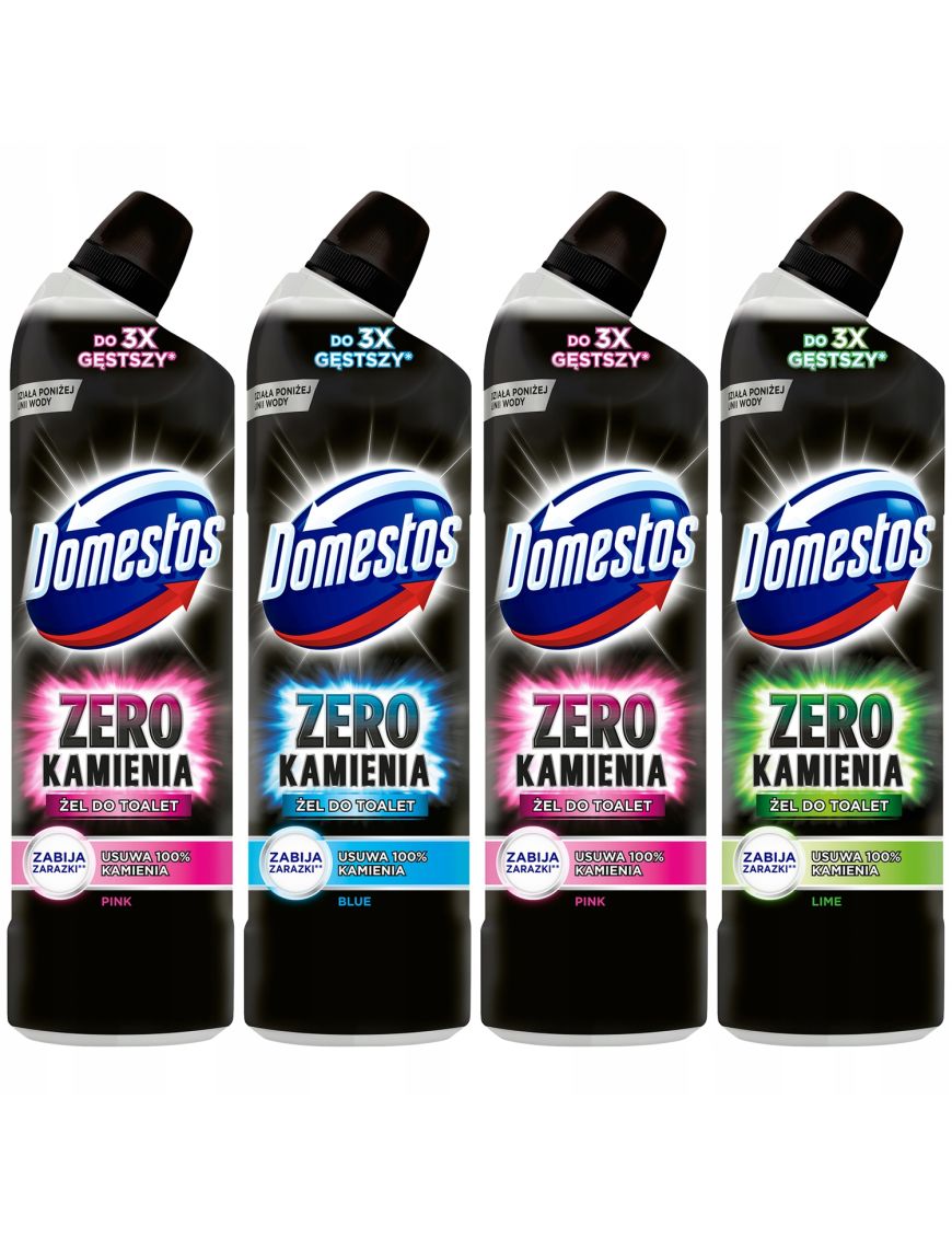 Domestos Zero Kamienia Żel WC zestaw 4x750ml