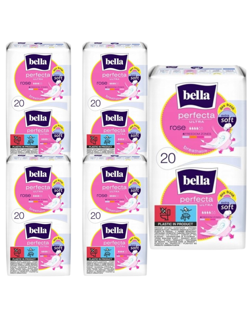 5 x Bella Perfecta Ultra Rose Extra Soft Podpaski higieniczne 20 sztuk [
